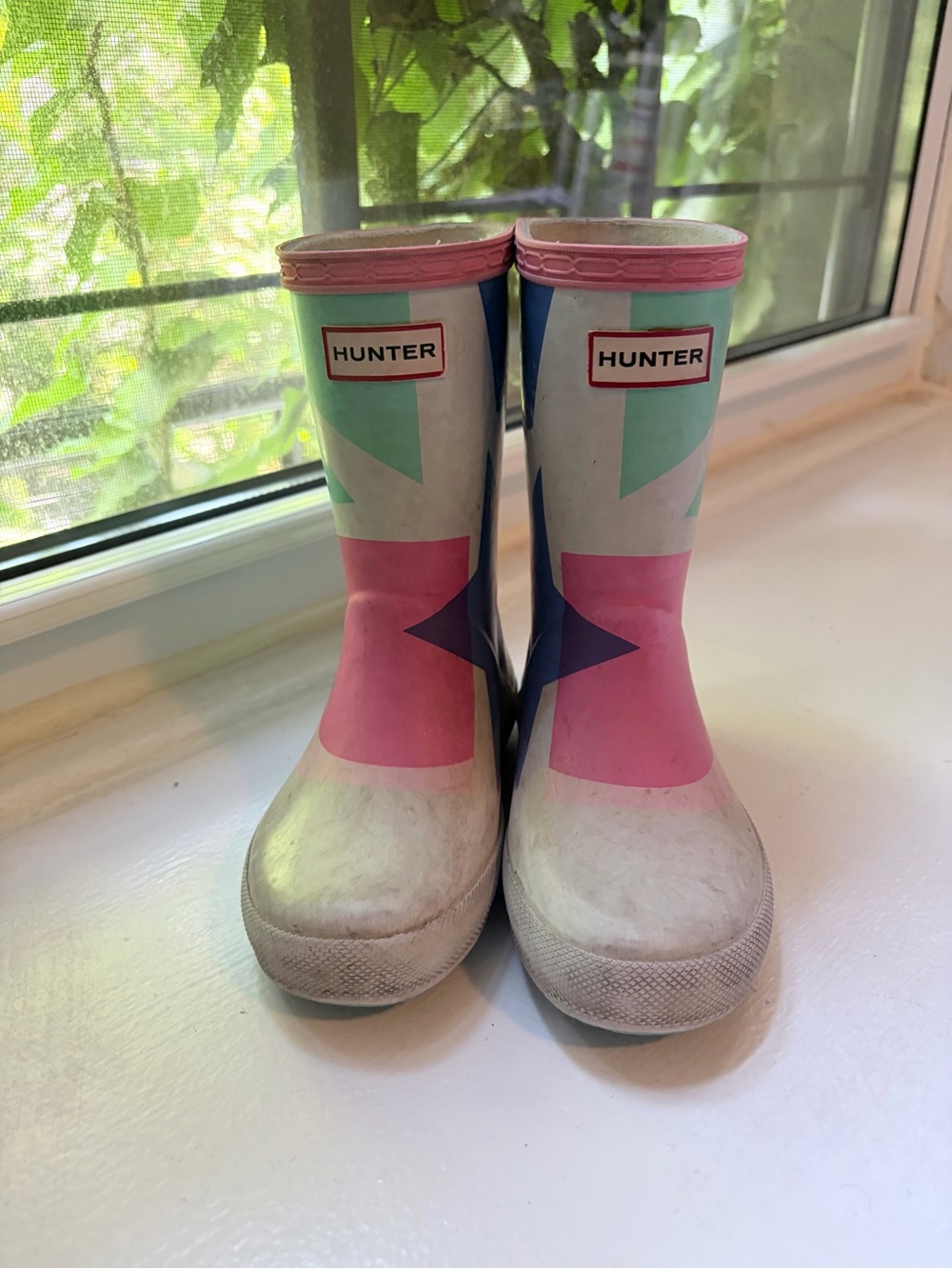 Hunter Kids Pink, Mint & Blue Star Rain Boots